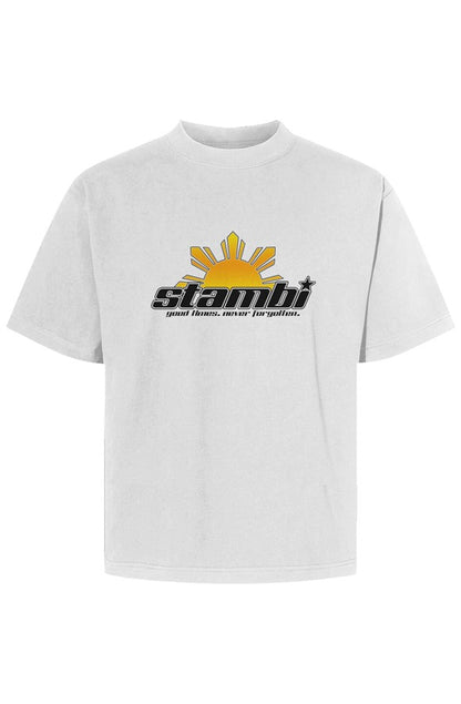 "STAMBI" Cropped White Tee